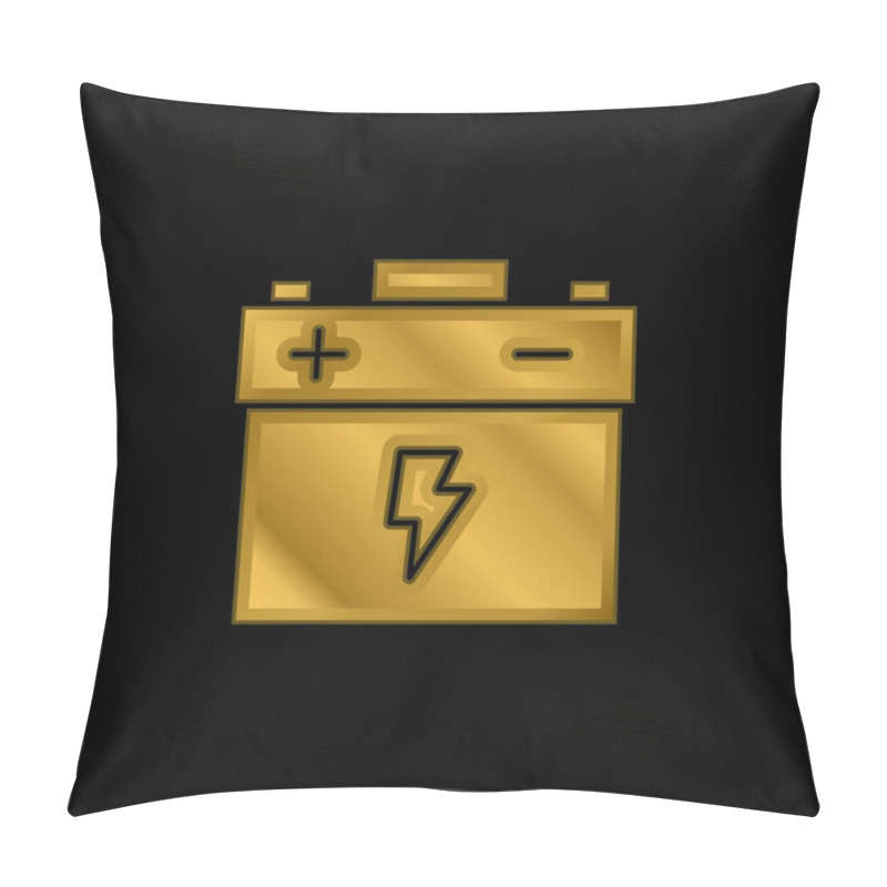 Personality  Battery Gold Plated Metalic Icon Or Logo Vector Pillow Covers