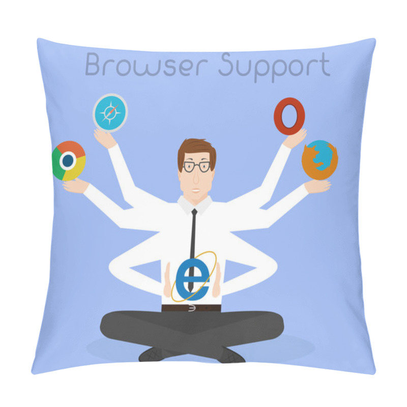 Personality  All Browser Support. Crossbrowser Web Development Conceptual Illustration Pillow Covers