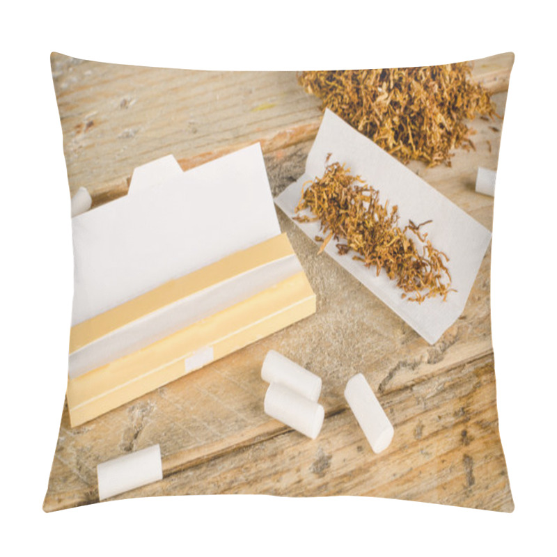 Personality  Rolling Cigarettes On Wooden Table Pillow Covers