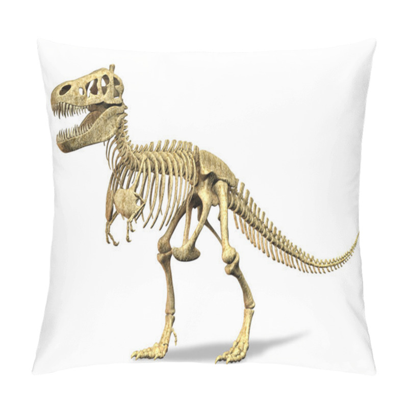 Personality  T-Rex Skeleton. On White Background. Clipping Path Included. Pillow Covers