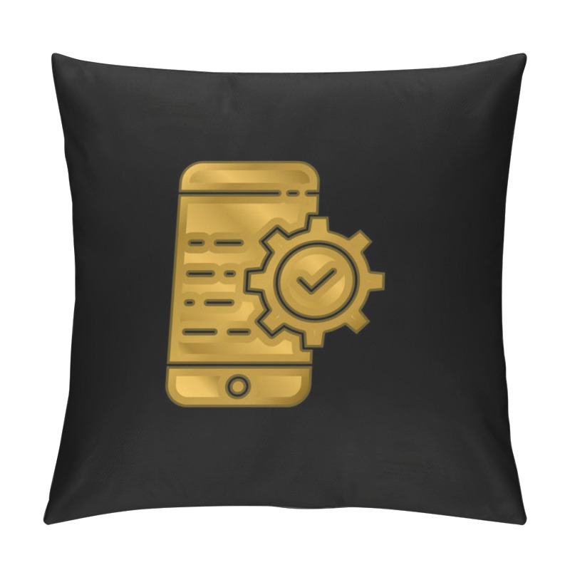 Personality  Application Gold Plated Metalic Icon Or Logo Vector Pillow Covers