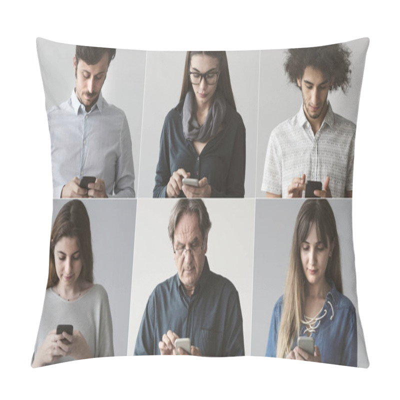 Personality  People Using The Mobile Phone Pillow Covers