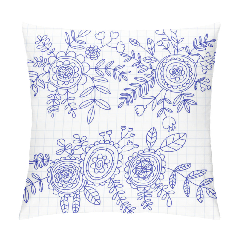 Personality  Doodle Pattern With Flower And Leaves Vector Background Pillow Covers