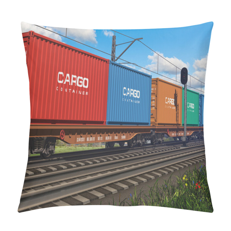 Personality  Freight Train With Cargo Containers Pillow Covers