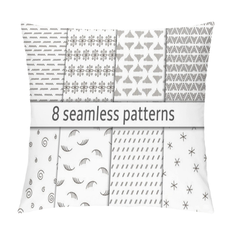 Personality  Set Of 8 Modern Abstract Simple Vector Seamless Patterns With Monochrome Trellis. Pillow Covers