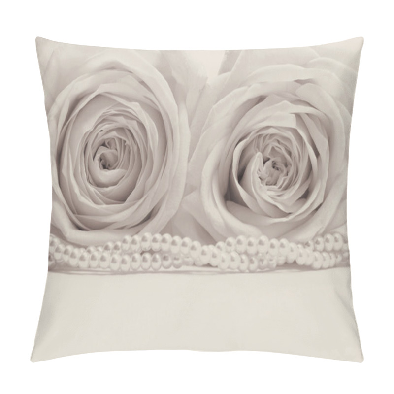 Personality  Beautiful White Roses Toned In Sepia As Wedding Background Pillow Covers