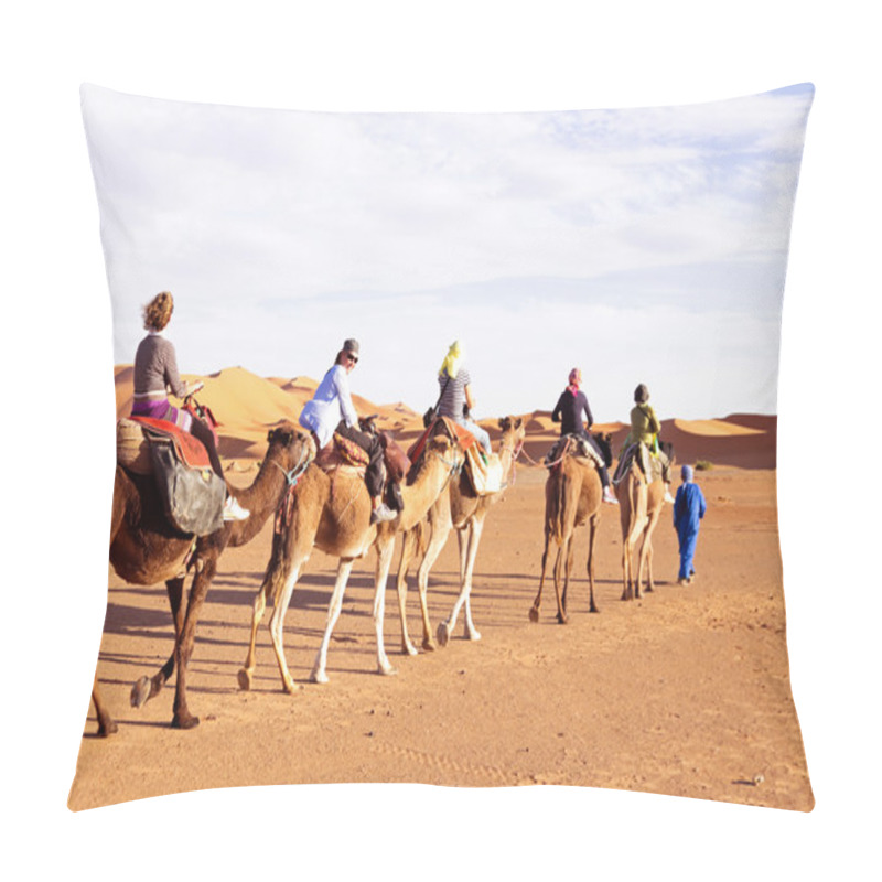 Personality  Camel Caravan  In The Sahara Desert Pillow Covers