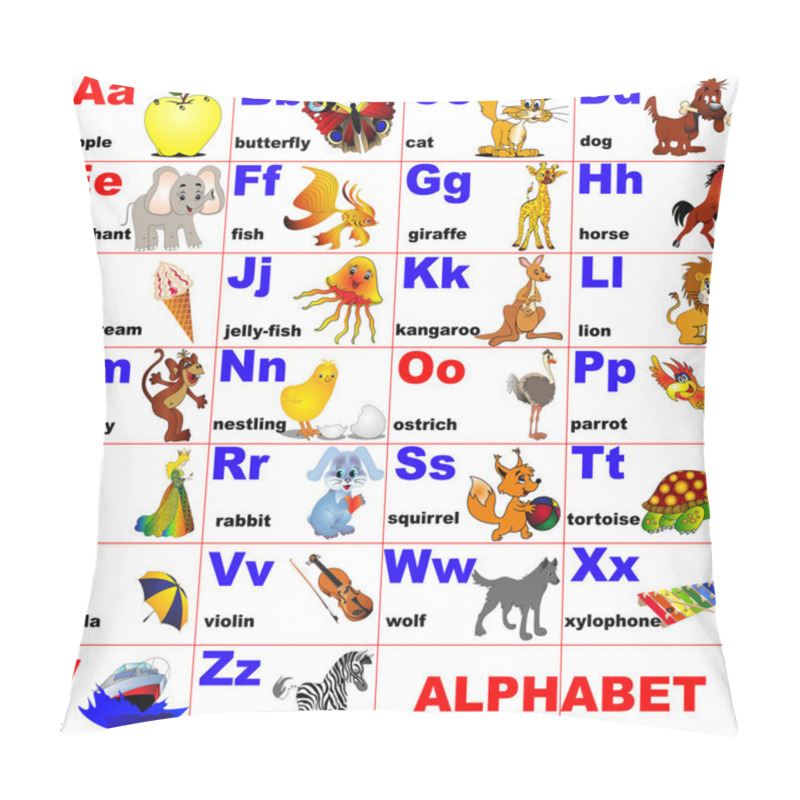 Personality  Animals Placed On Letter Of The Alphabet Pillow Covers