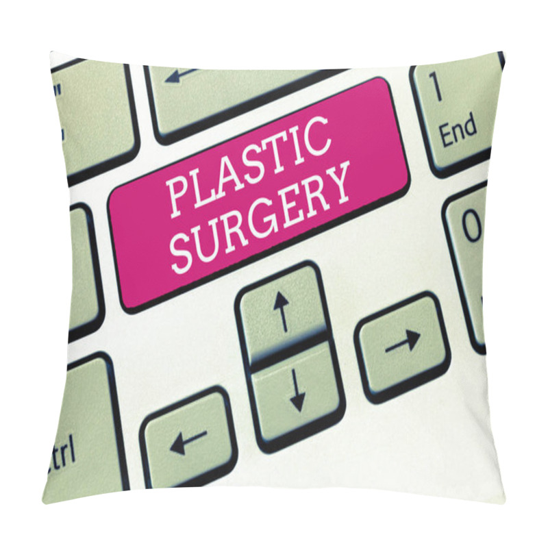 Personality  Handwriting Text Plastic Surgery. Concept Meaning Process Of Reconstructing Or Repairing Parts Of The Body Pillow Covers