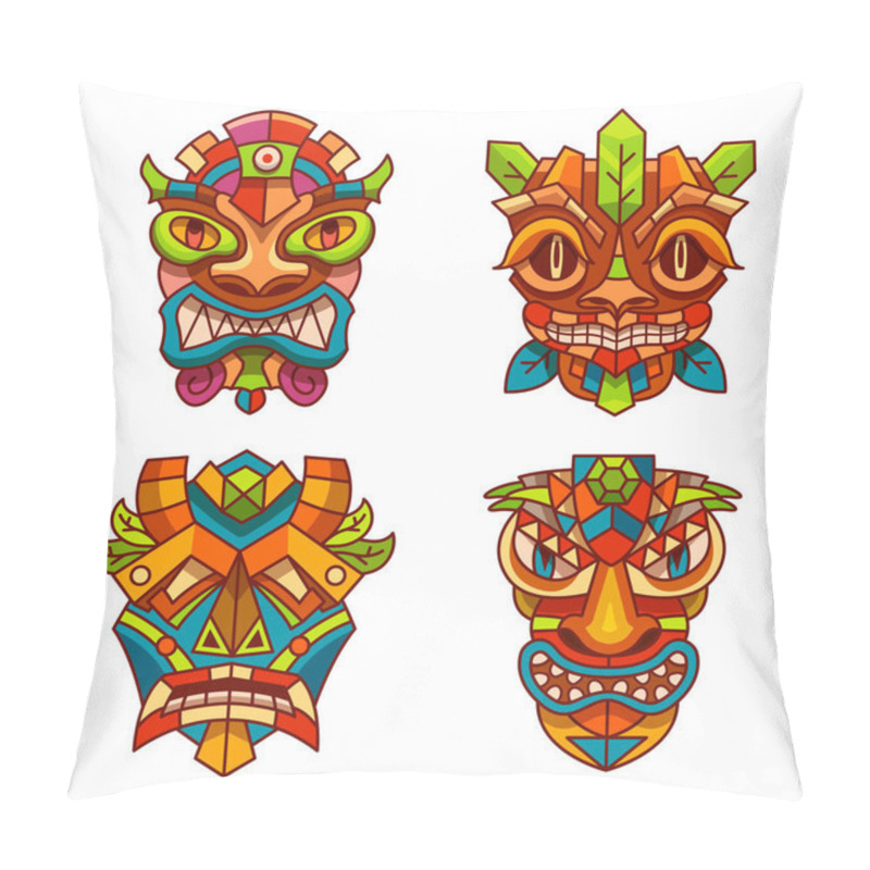 Personality  Totem Pole Mask Set, Religious Ethnic Idols Pillow Covers