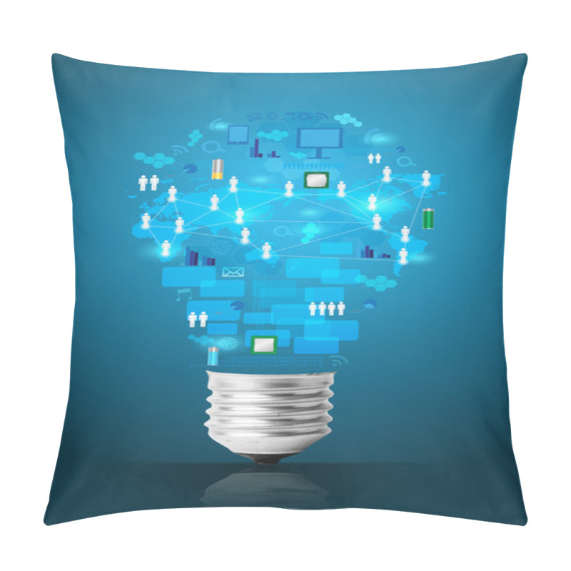 Personality  Creative Light Bulb With Technology Business Network Process Dia Pillow Covers