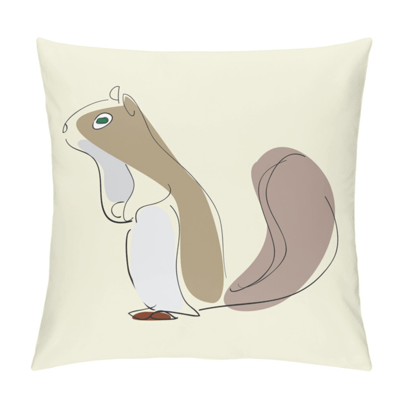 Personality  Squirrel With Green Eyes On Beige Background Pillow Covers