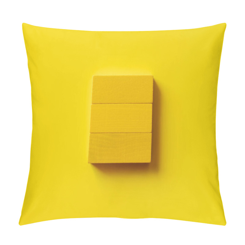 Personality  Top View Of Square Made Of Rectangular Blocks On Yellow Background Pillow Covers