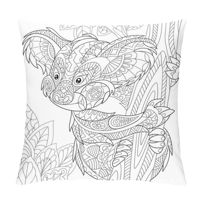 Personality  Zentangle Stylized Koala Bear Pillow Covers