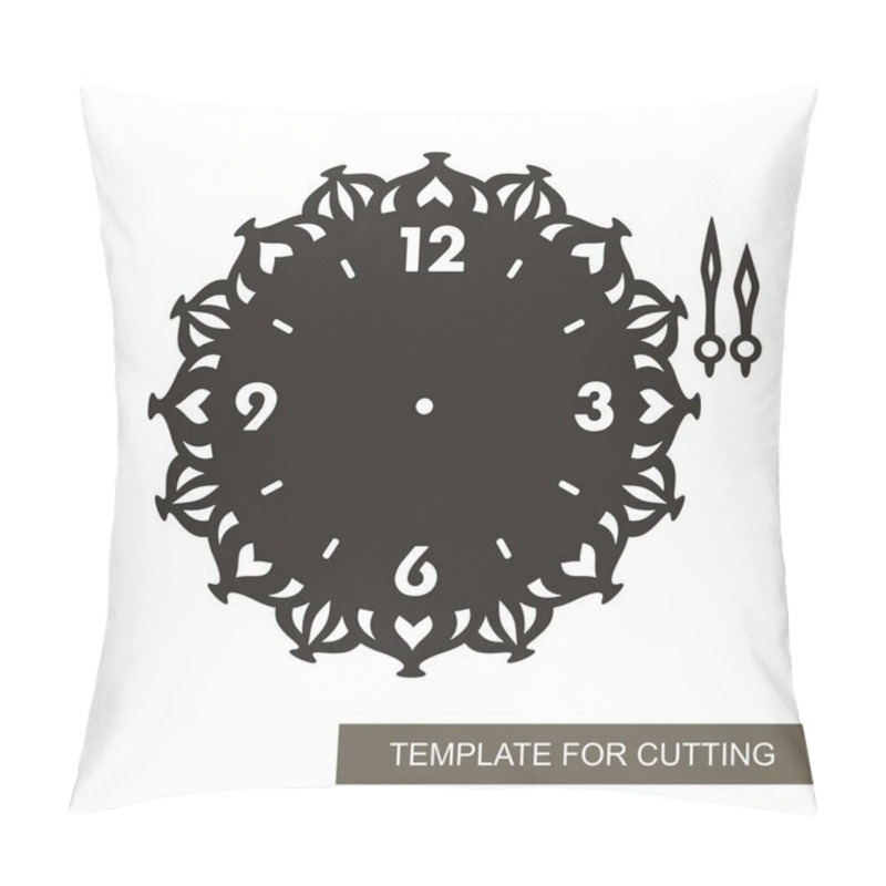 Personality  Openwork Dial With Arrows And Arabic Numerals. Silhouette Of Clock On White Background. Decor For Home. Template For Laser Cutting, Wood Carving, Paper Cut And Printing. Vector Illustration. Pillow Covers