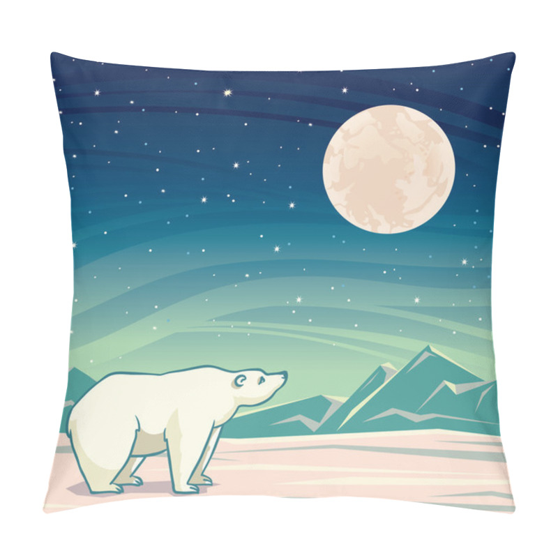 Personality  Polar Bear And Full Moon At Night Sky. Pillow Covers