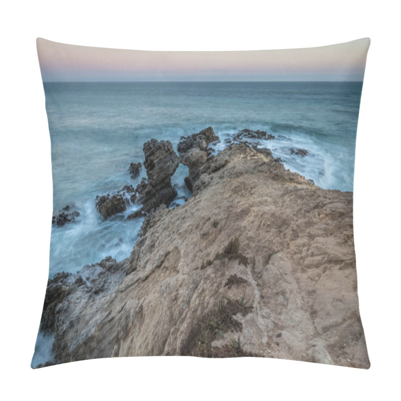 Personality  Waves Crash Against Rugged Rocks At Leo Carrillo State Beach During Twilight, Highlighting The Natural Beauty Of The Southern California Coastline. Pillow Covers