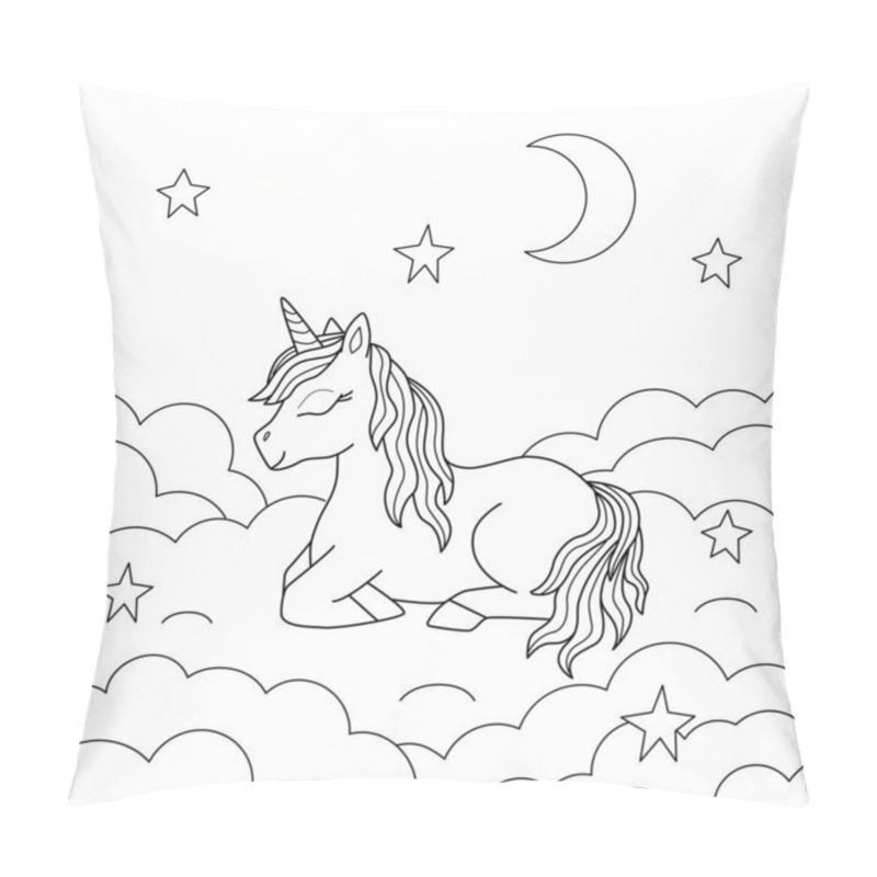 Personality  Cute Unicorn Sleeps In The Sky Among The Stars. Pillow Covers