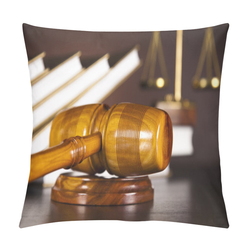 Personality  Scales Of Justice, Gavel And Books Pillow Covers