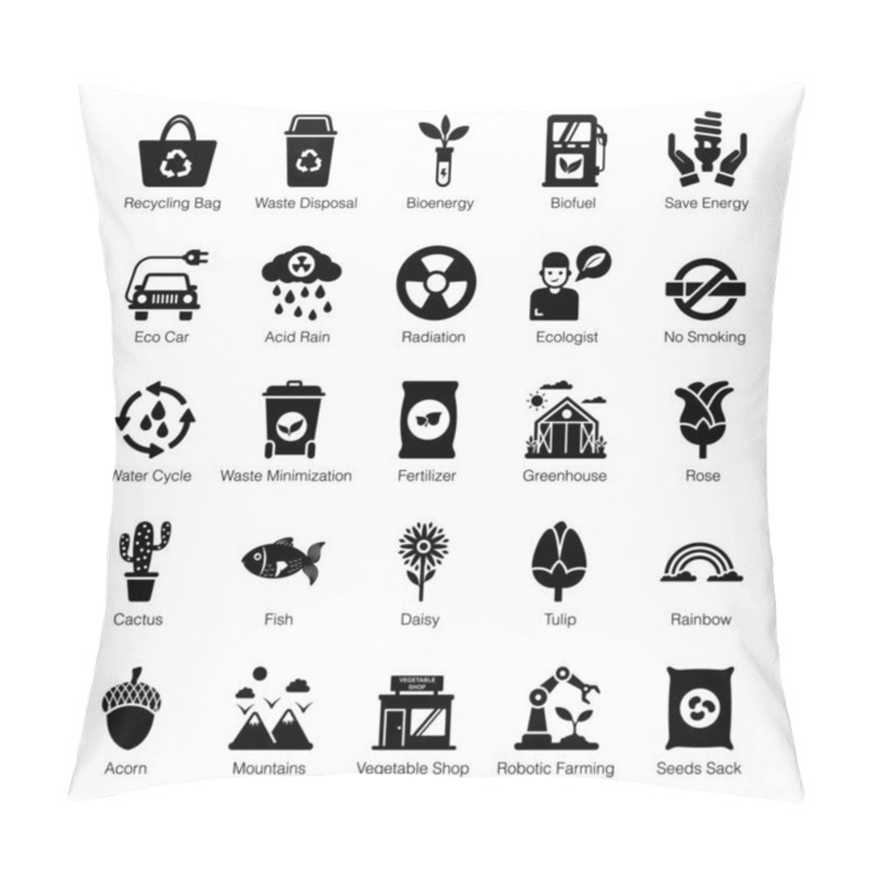 Personality  Pack Of Nature Glyph Icons  Pillow Covers