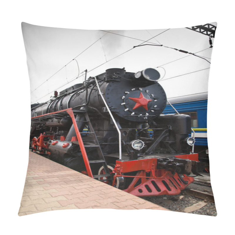 Personality  Old Steam Train Is Leaving A Station Pillow Covers