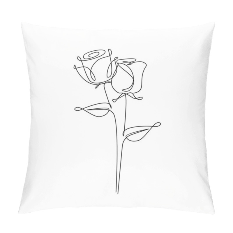 Personality  One Line Rose Flower Minimalism Drawing Vector Illustration Floral Art Design Pillow Covers