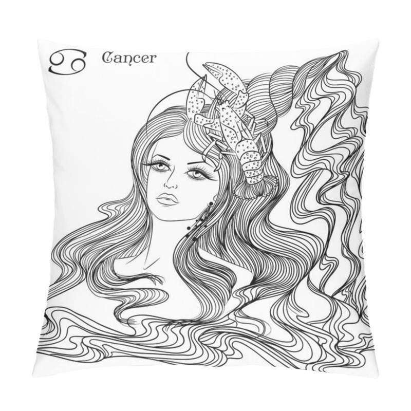 Personality  Astrological Sign Of Cancer As A Beautiful Girl Pillow Covers