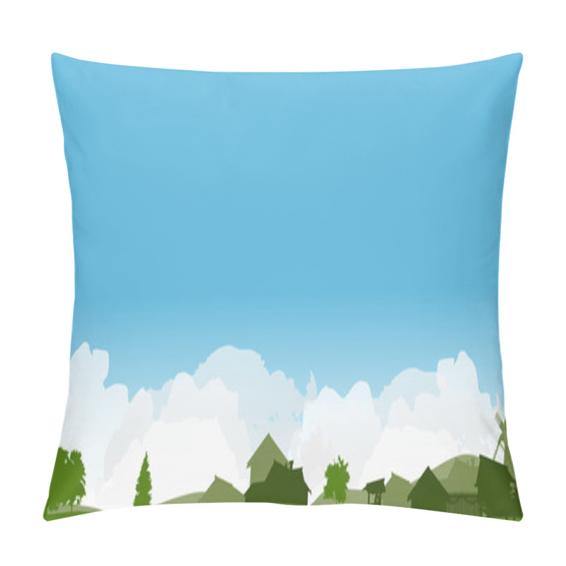 Personality  Country Landscape With Green Trees Pillow Covers