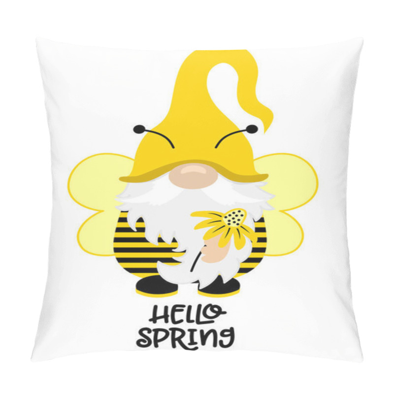 Personality  Cute Spring Bee Gnome - Hand Drawn Modern Gnome  Illustration. Perfect For Advertising, Poster, Announcement Or Greeting Card. Beautiful Gnome In Honeybee Costume. Pillow Covers