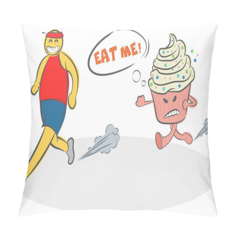 Personality  Funny Cartoon Evil Cake Running After The Runner  Pillow Covers