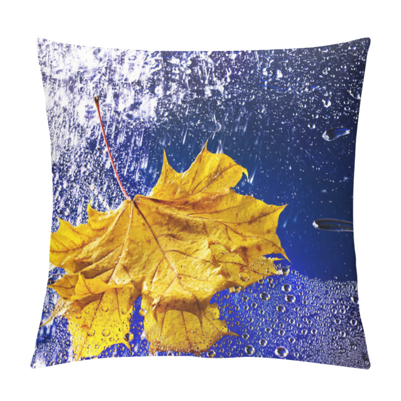 Personality  Autumn Leaf Floating On Water With Rain. Pillow Covers