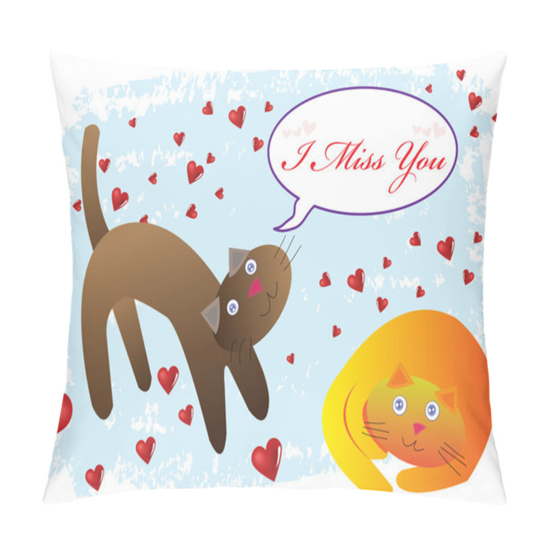 Personality  Cat I Miss You Illustration In Vector Pillow Covers