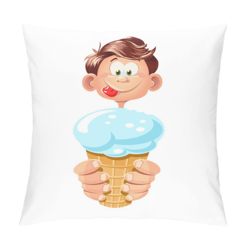 Personality  Boy Eating Ice Cream. Pillow Covers