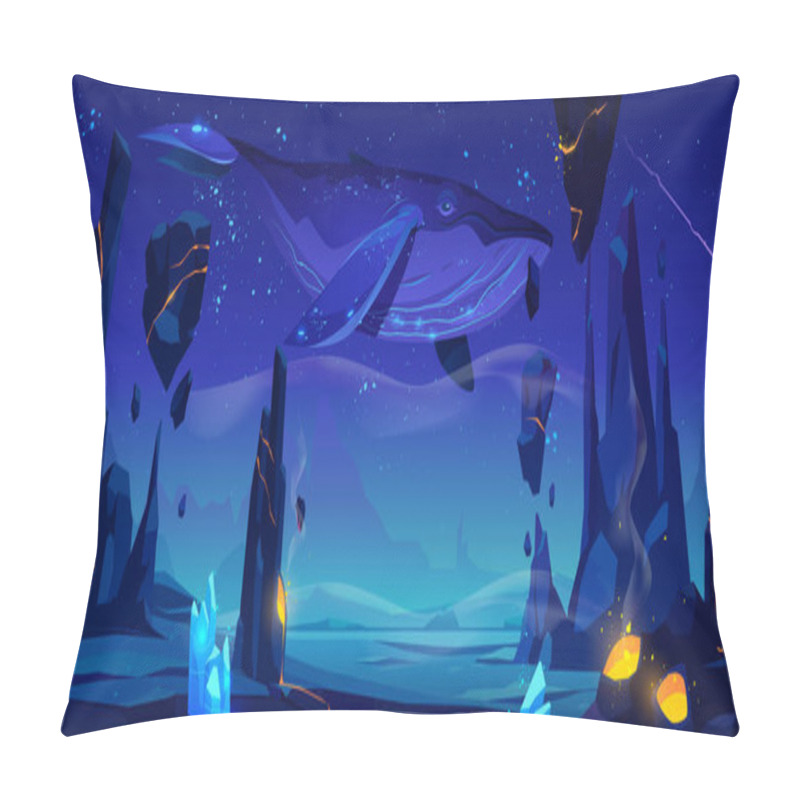 Personality  Whale Swims In Deep Space Cartoon Vector Pillow Covers