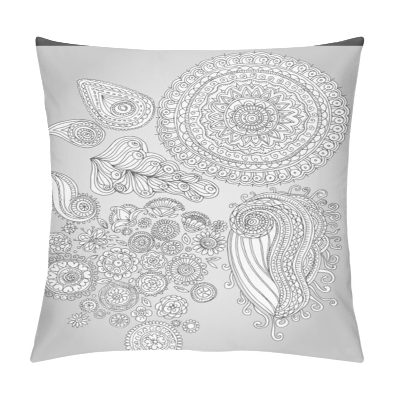 Personality  Fantastic Flowers In Folk Style. Vector Illustration Pillow Covers