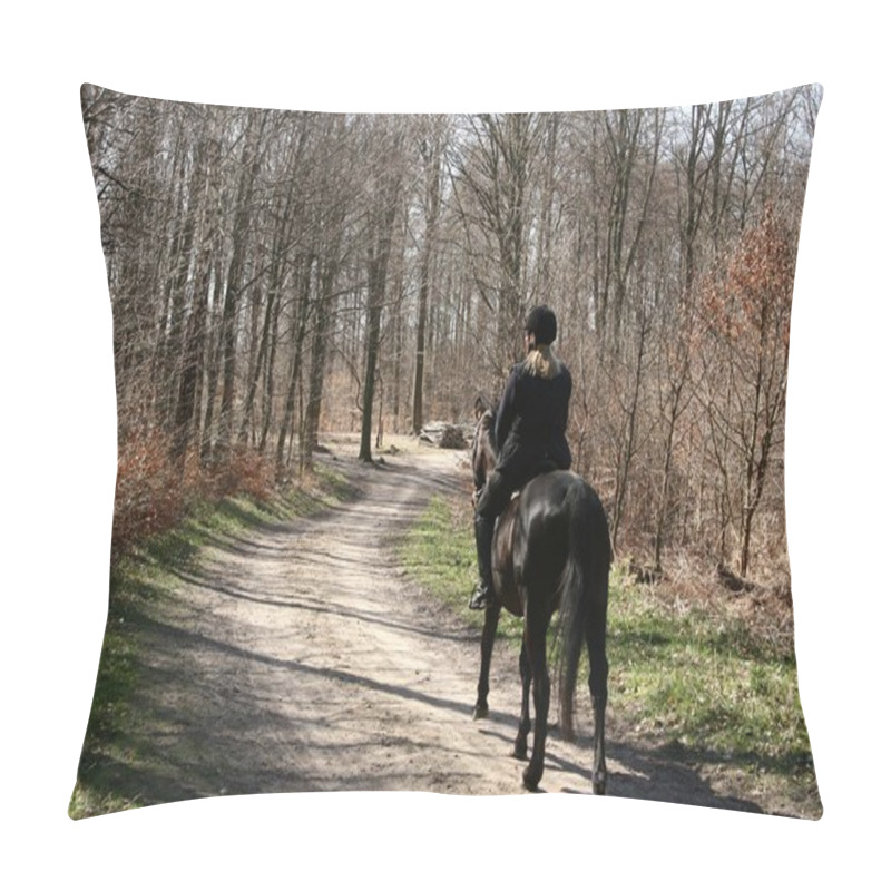 Personality  Girl Ridding Horse In A Forest In Denmark Pillow Covers