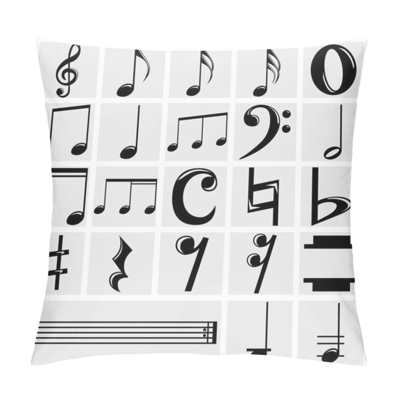 Personality  Vector Music Note Icons Set On Gray Pillow Covers