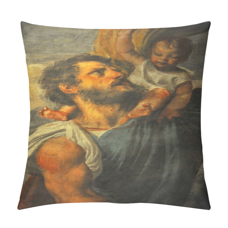 Personality  Oil Painting By Tintoretto Of Saint Christopher Pillow Covers