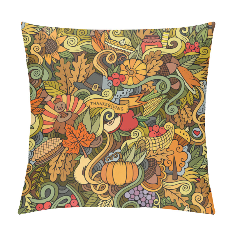 Personality  Thanksgiving Autumn Symbols, Food And Drinks Seamless Pattern.  Pillow Covers