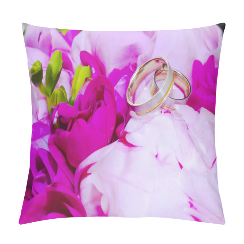 Personality  Wedding Rings On Pink Peony Flowers Pillow Covers