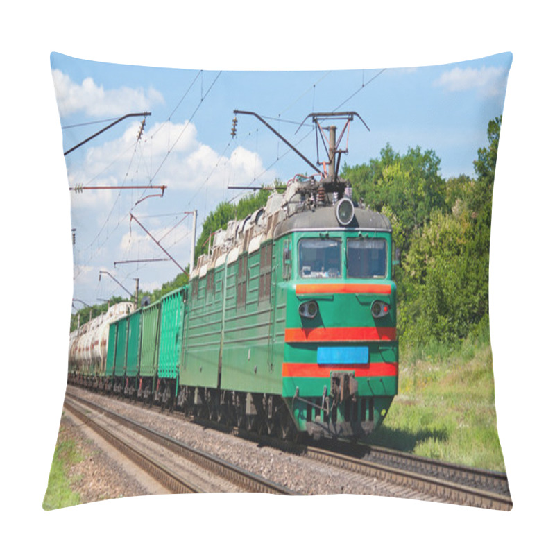 Personality  Electric Locomotive Pushing A Cargo Train Pillow Covers