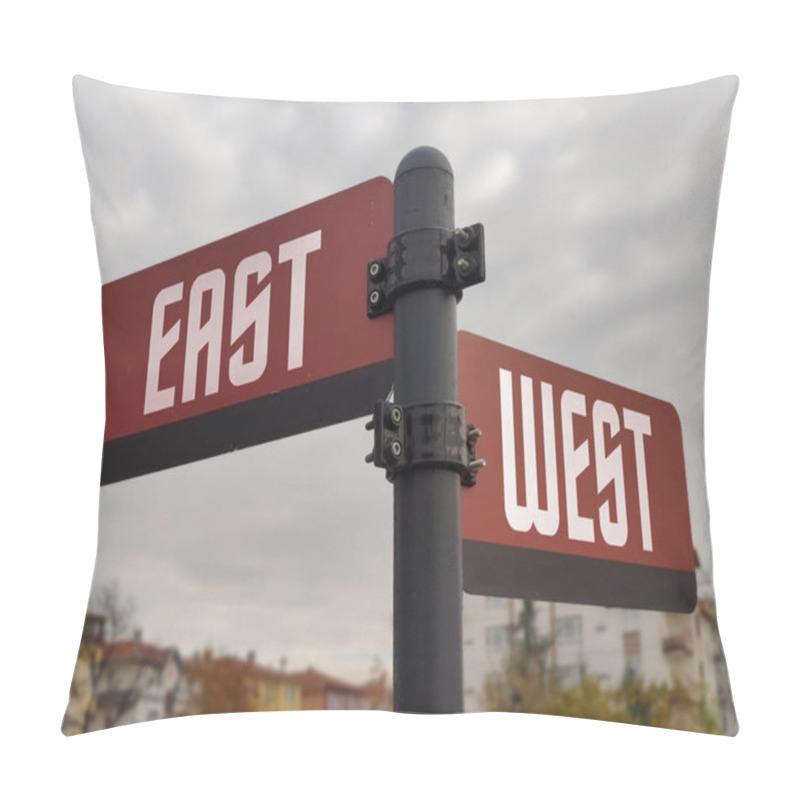 Personality  East And West: A Crossroad Of Cultures And Choices, Representing The Eternal Journey Between Tradition And Progress, And The Path To Harmony Through The Convergence Of Opposing Perspectives. Pillow Covers