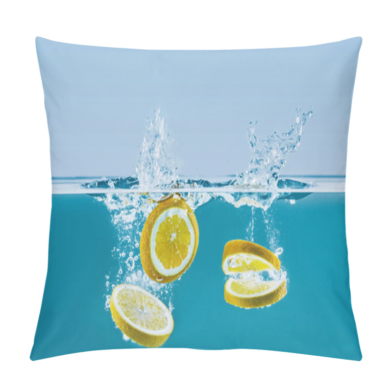 Personality  Lemon Slices Falling Into Water With Splashes Pillow Covers