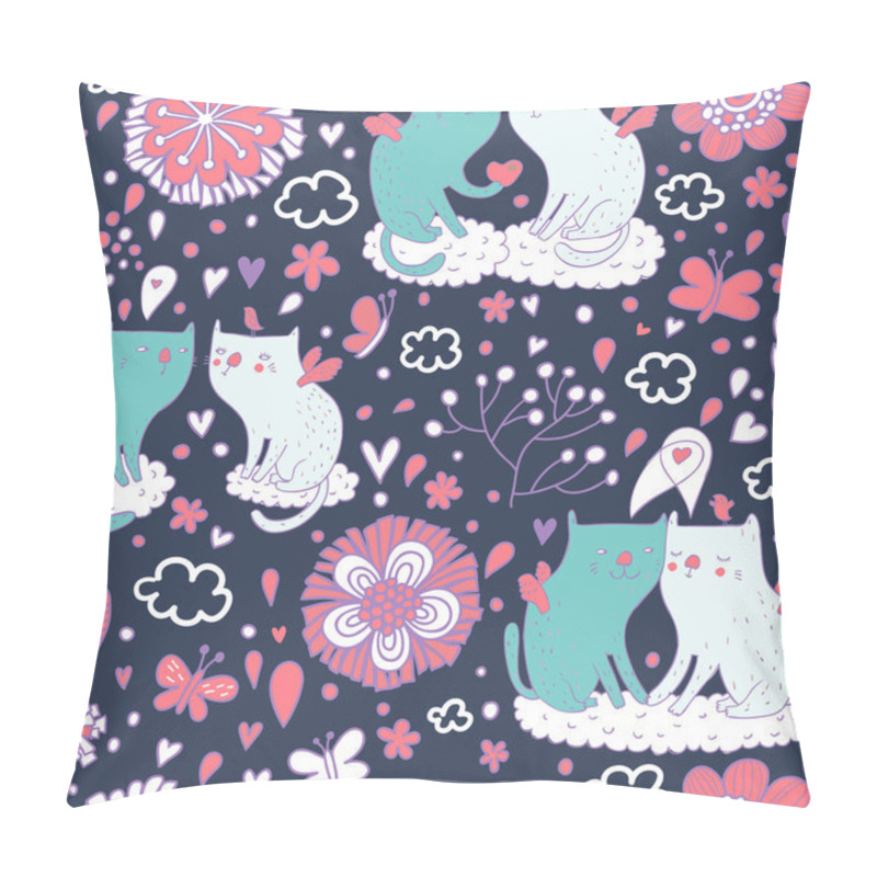 Personality  Gentle Cats On Clouds In The Sky. Pillow Covers