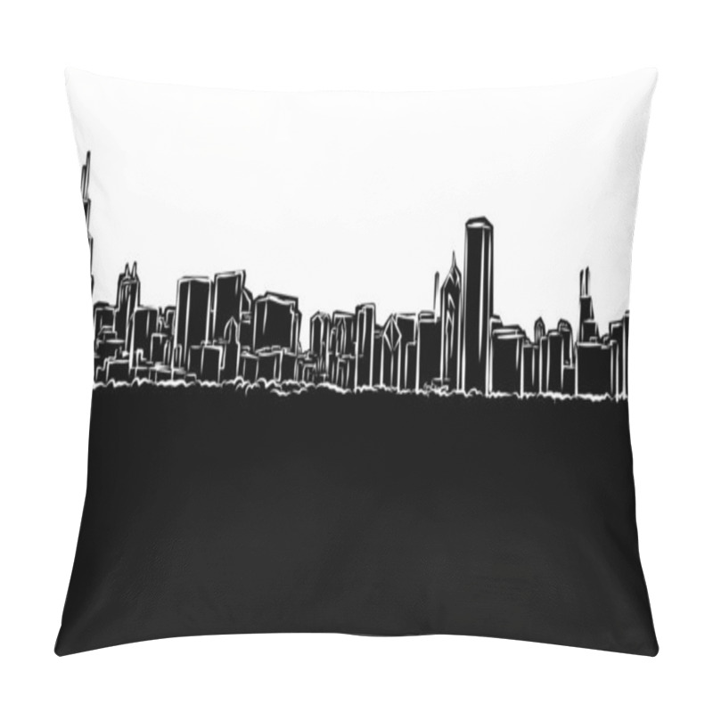 Personality  Chicago Skyline Panorama Silhouette Pillow Covers