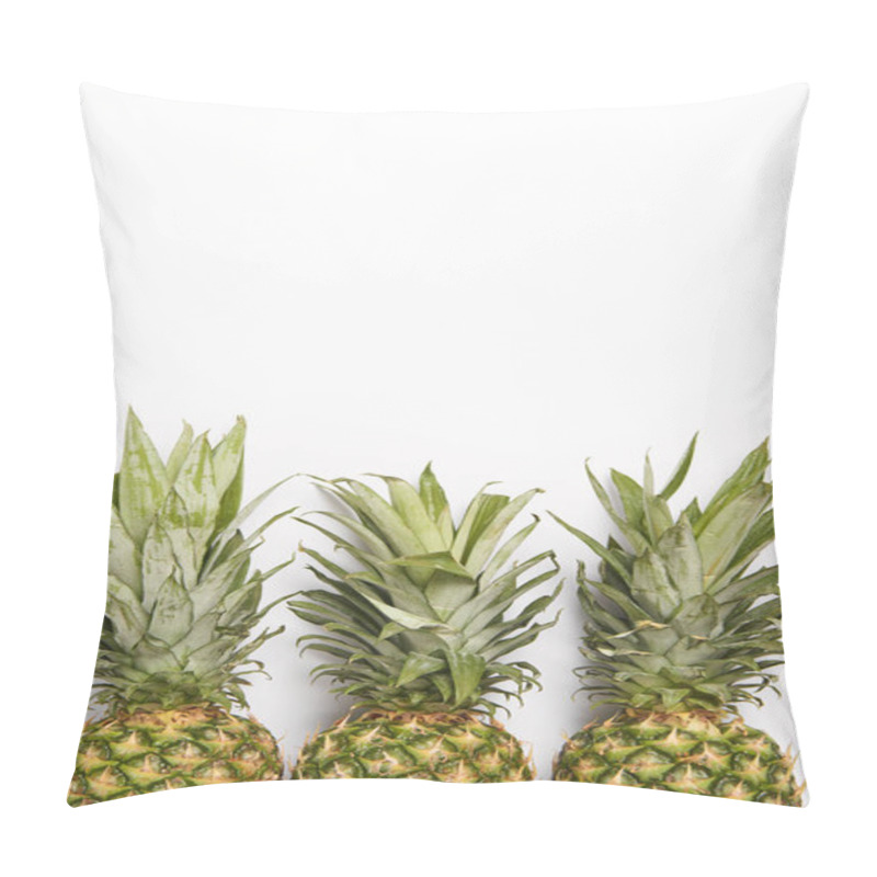 Personality  Top View Of Organic Fresh Pineapples On White  Background Pillow Covers