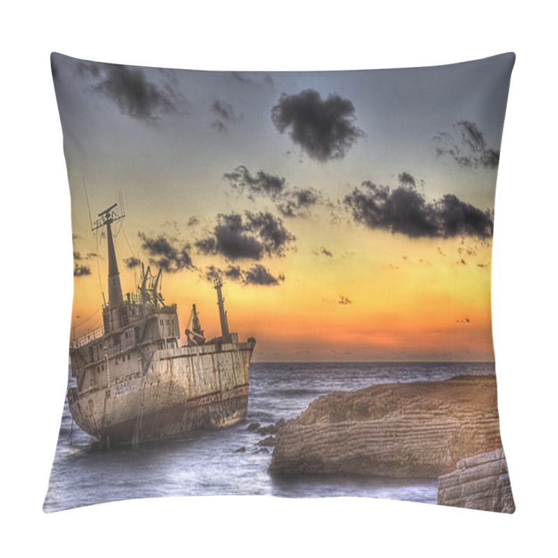 Personality  Merchant Ship Edro III Wrecked In Sea Cave (Cyprus Island) Pillow Covers