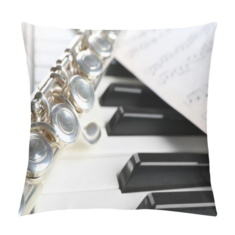 Personality  Flute And Piano With Music Sheet Close Up Pillow Covers