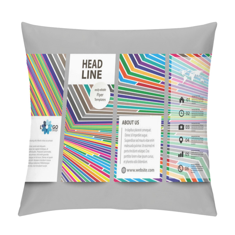 Personality  Flyers Set, Modern Banners. Business Templates. Cover Design Template, Abstract Vector Layouts. Bright Color Lines, Colorful Style With Geometric Shapes Forming Beautiful Minimalist Background. Pillow Covers