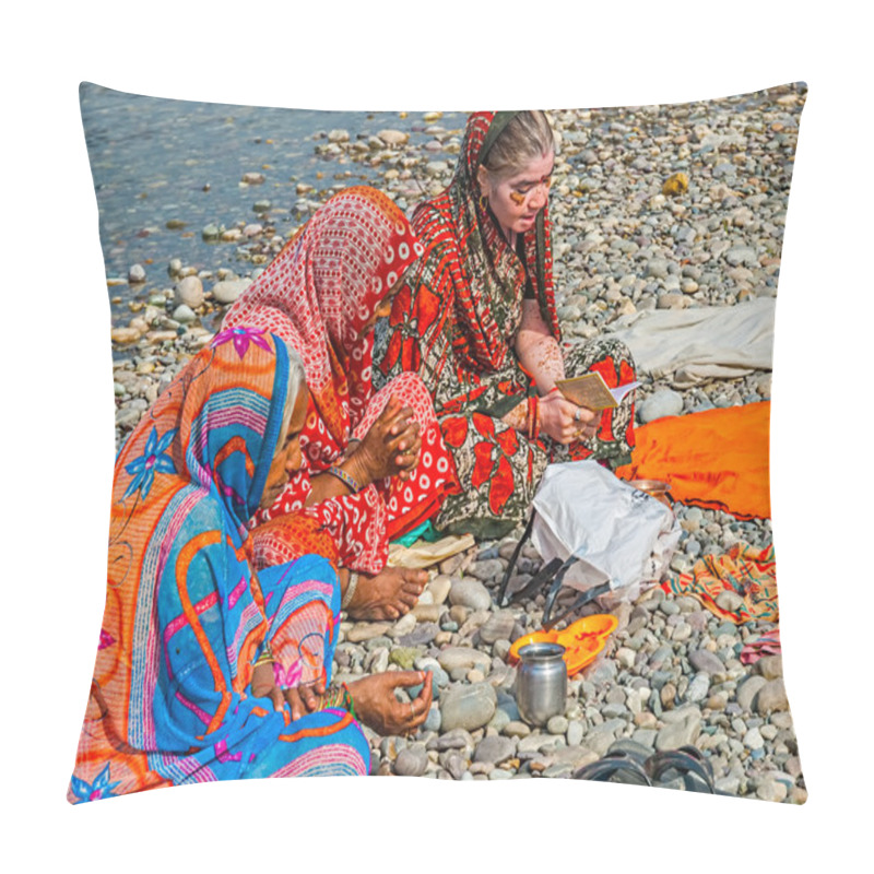 Personality  Hindu Ladies At Kumbh Mela Pillow Covers